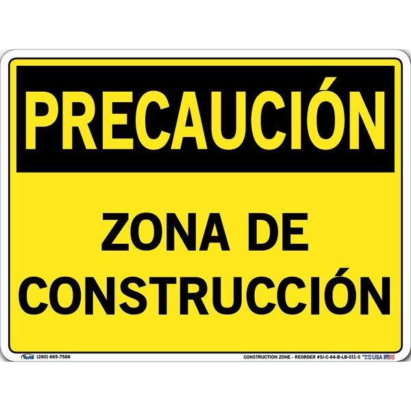 Vinyl Label Sign, 9-1/2" Height, 12-1/2" Width, Vinyl Label, Rectangle, Spanish